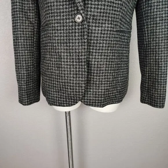 J. Crew Parke Houndstooth Wool Blazer Black Gray Size 12 - Picture 11 of 14